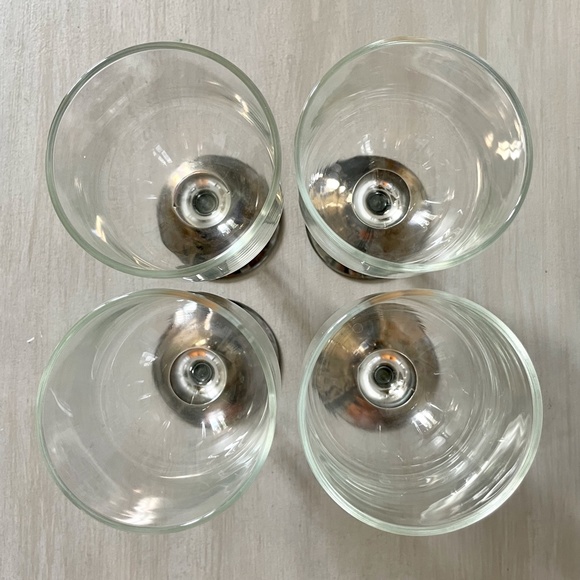 Retro Clear 8-ounce Goblets with Dark Iridescent Foot - Set of 4 - Picture 6 of 7